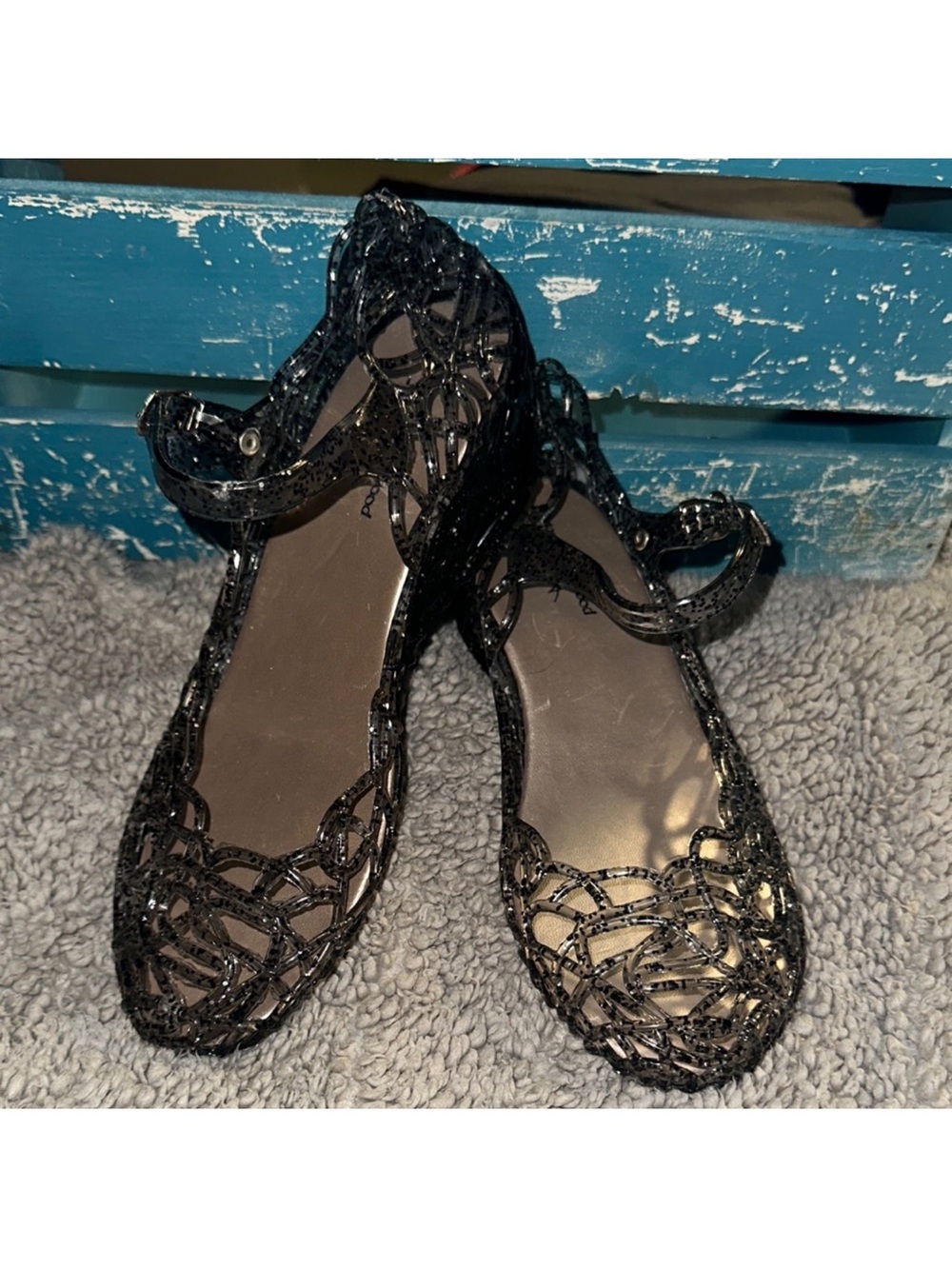 RARE WEDGE Vivienne Westwood Anglomania Silver Glitter Jelly Sandal